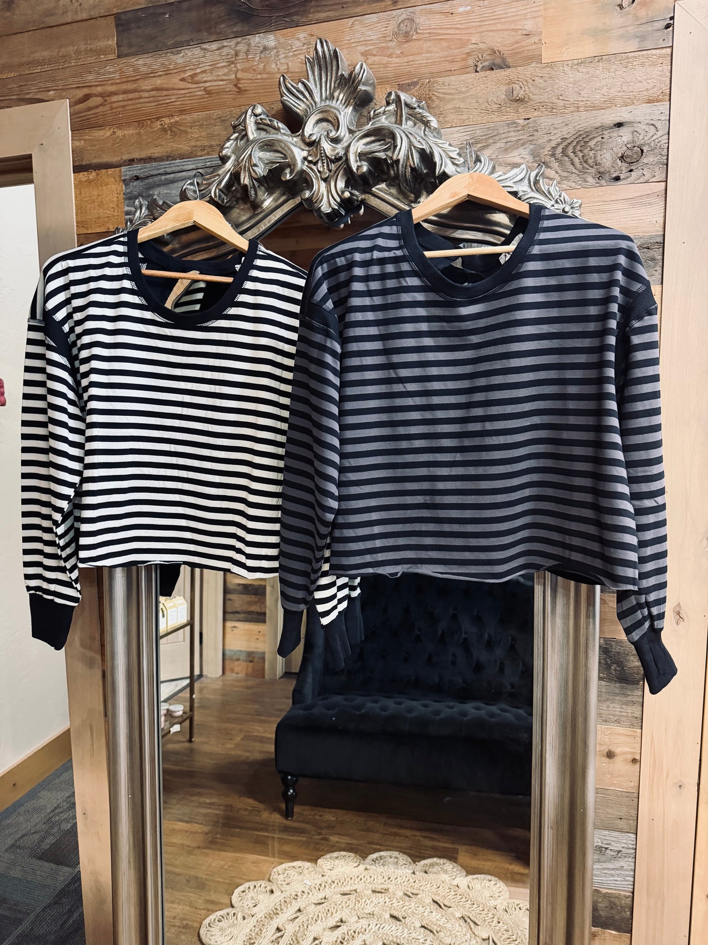 Striped Open Back Long Sleeve