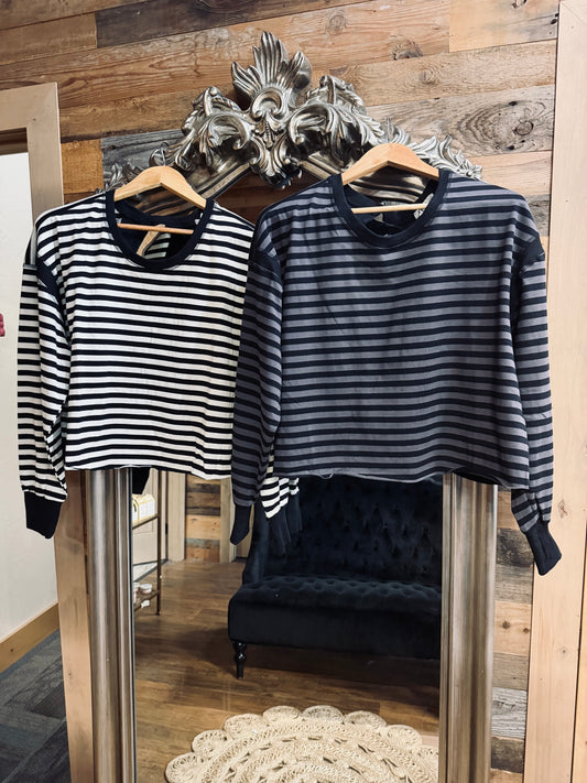 Striped Open Back Long Sleeve