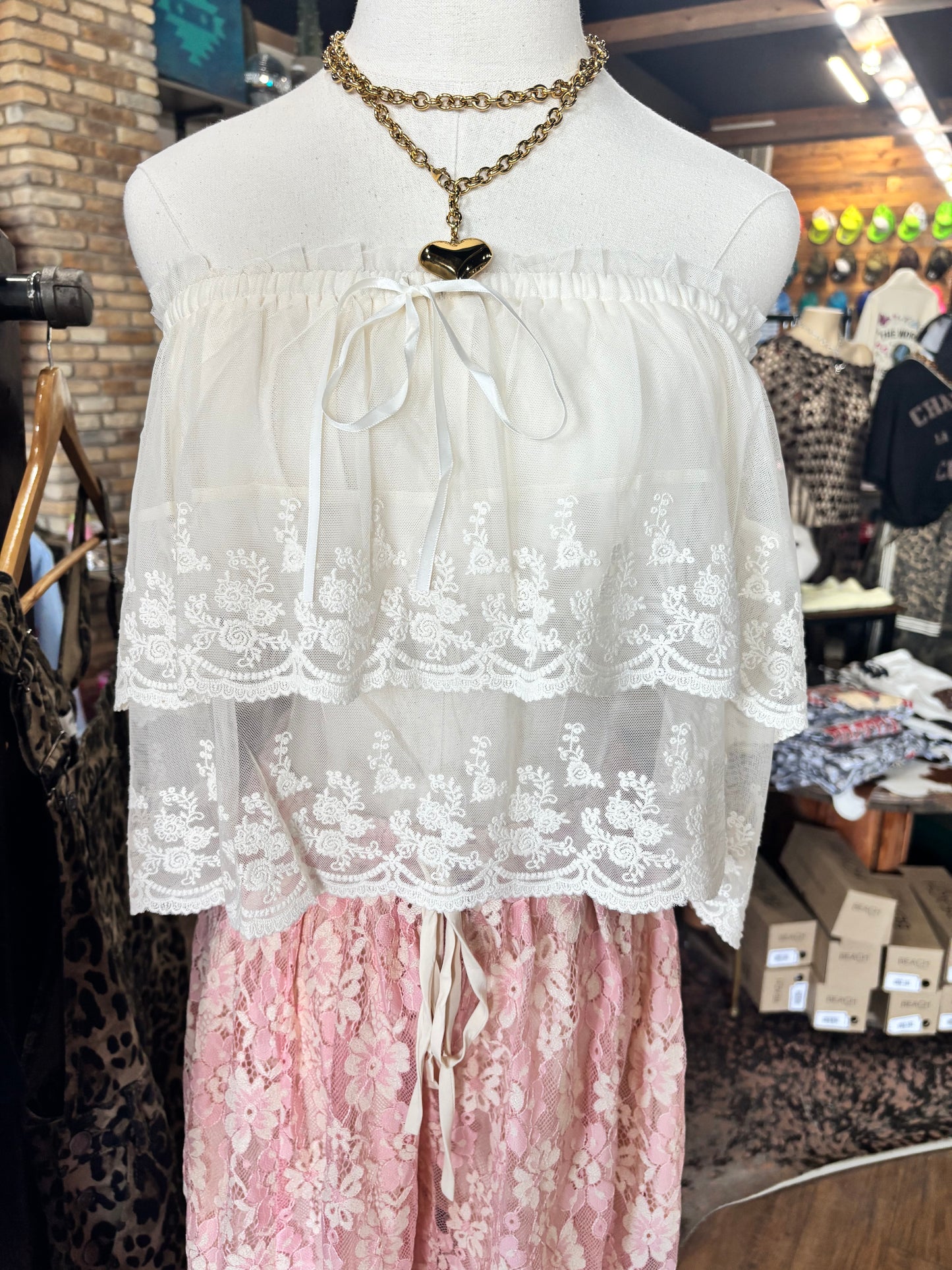Tiered Lace Tube Top