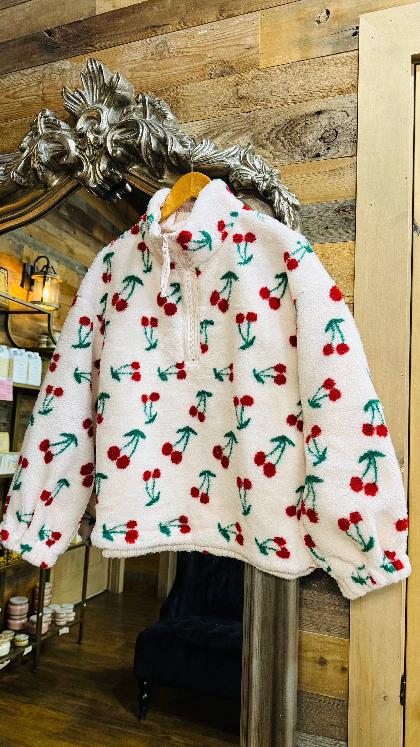 Cherry 1/4 Zip Ivory