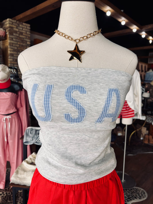 USA Gingham Tube Top