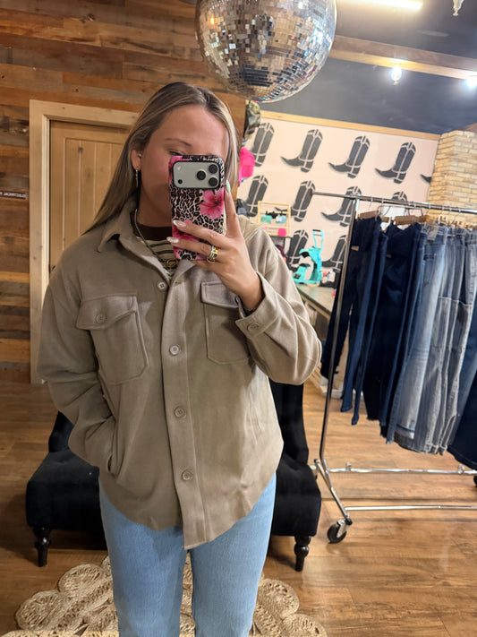 Taupe Wool Shacket