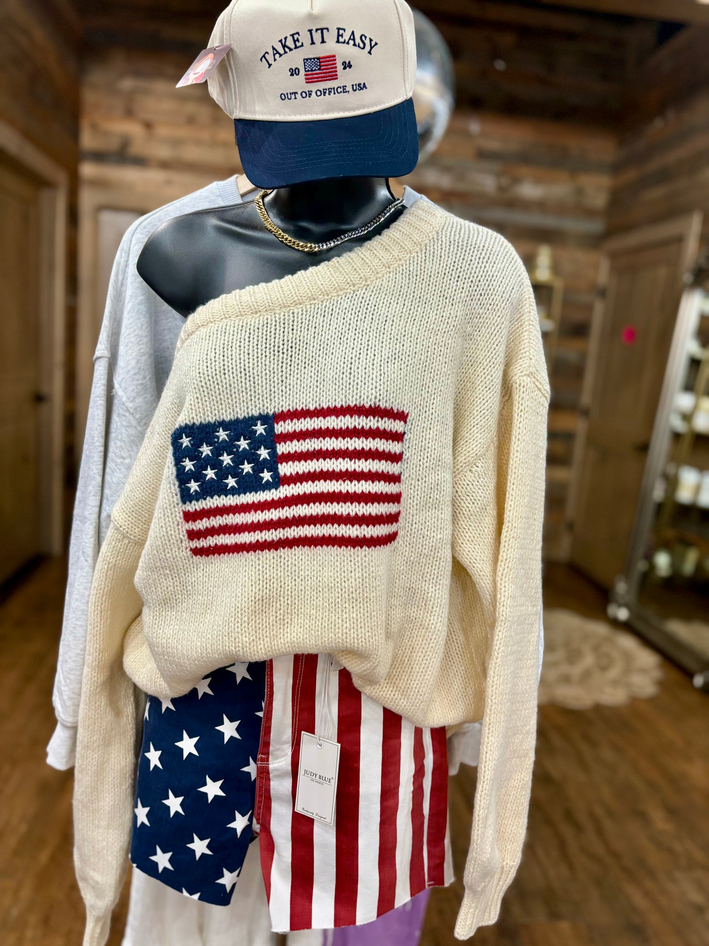 Boatneck Patriotic Sweater