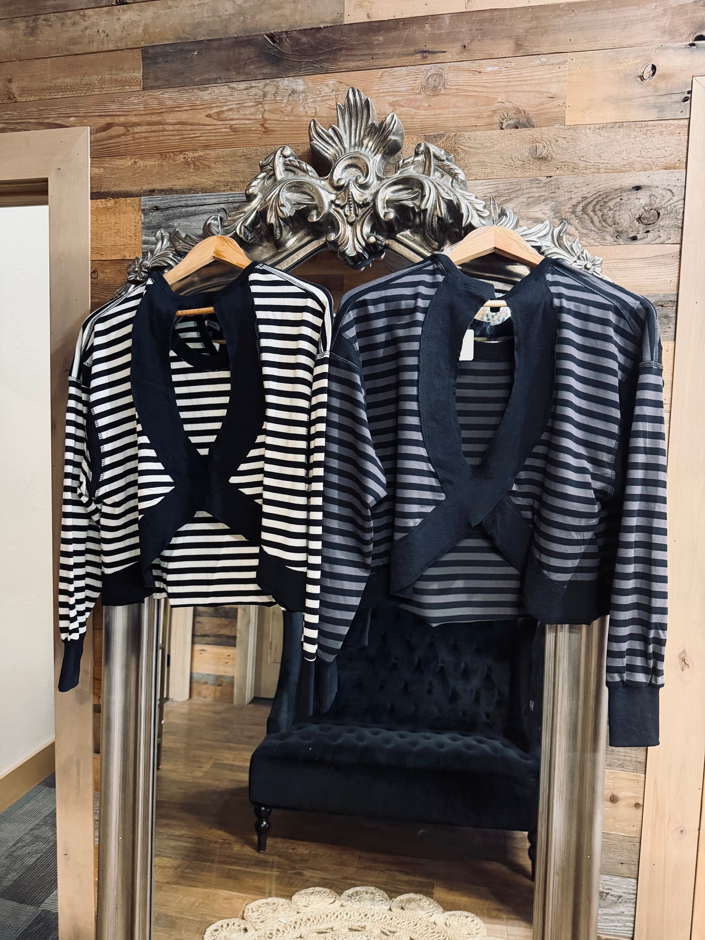 Striped Open Back Long Sleeve