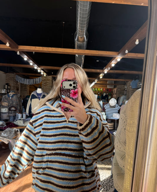 Espresso Stripe Sherpa