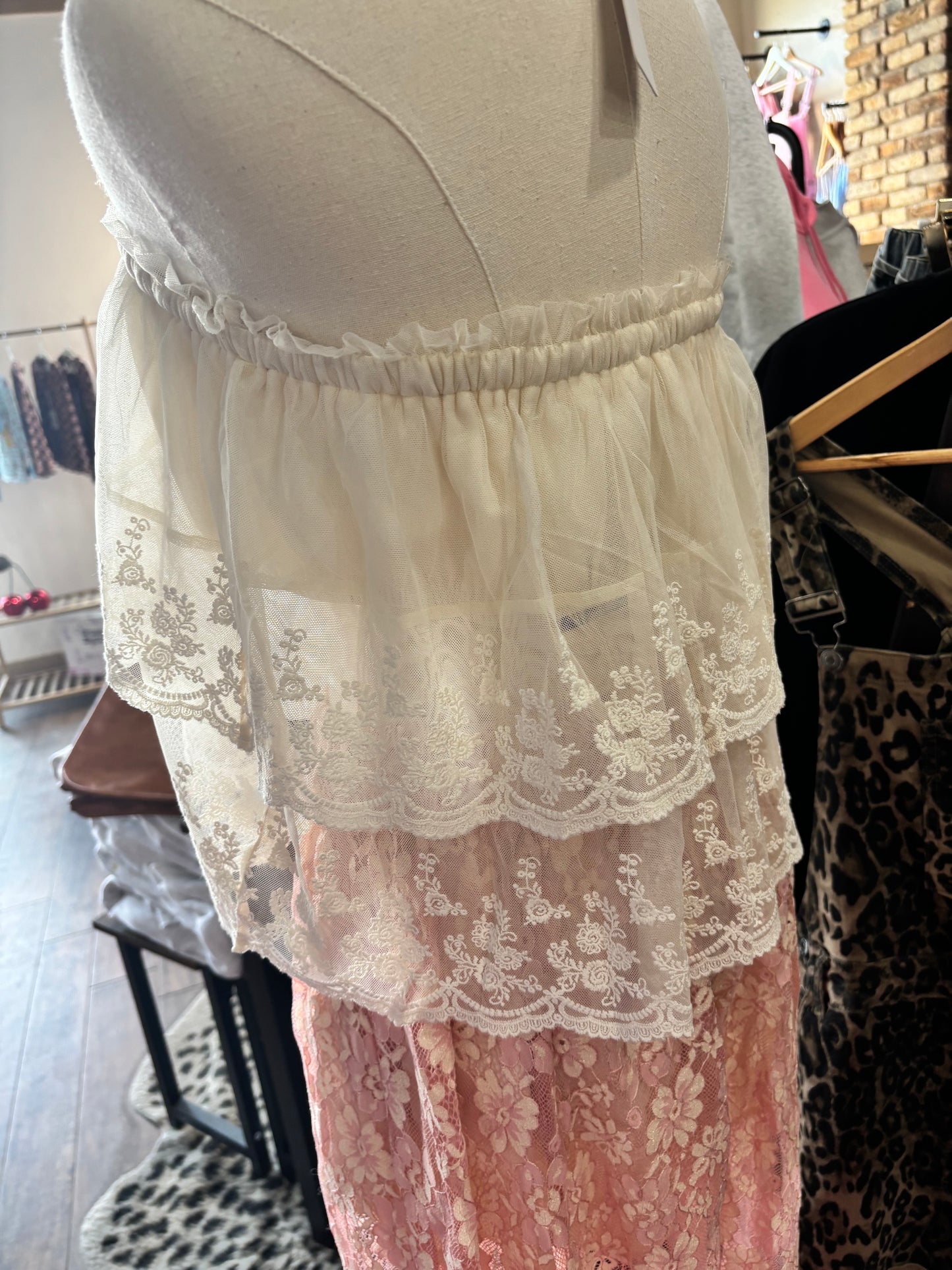Tiered Lace Tube Top