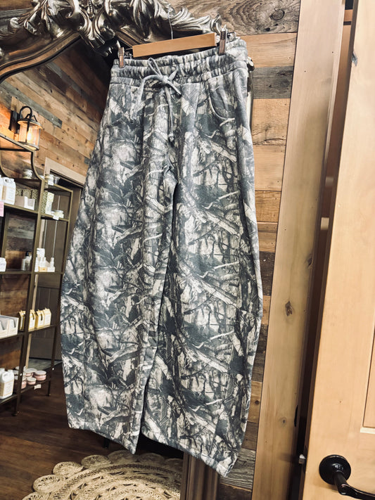 Camo Barrel Mid Rise Sweats