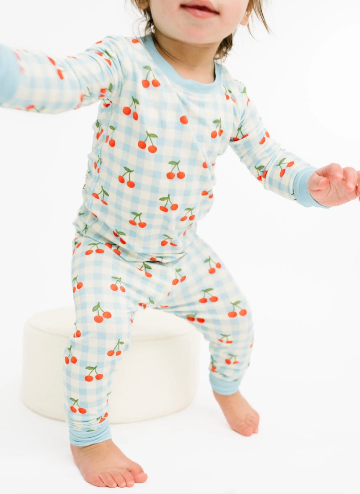Cherry Gingham Bamboo Set