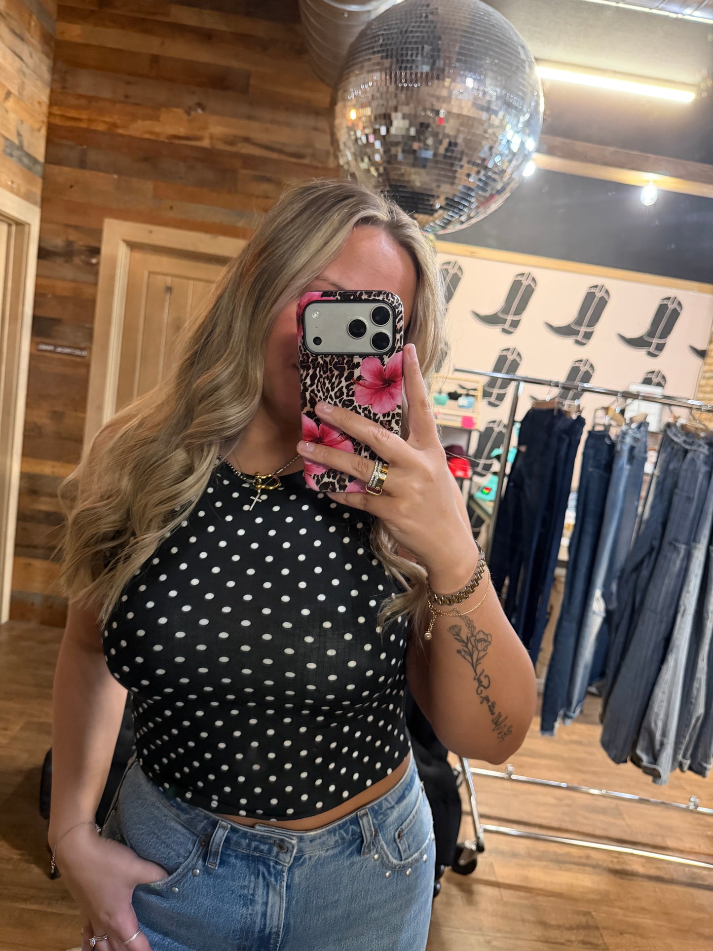 Black and White Polka Dot Tank