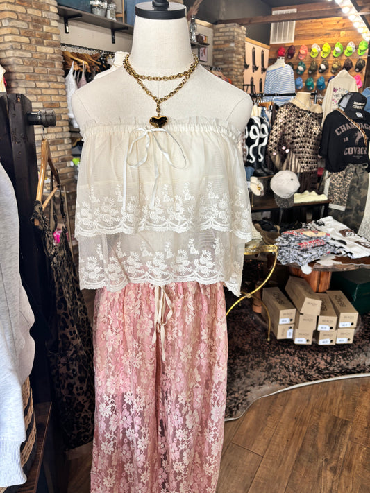 Tiered Lace Tube Top