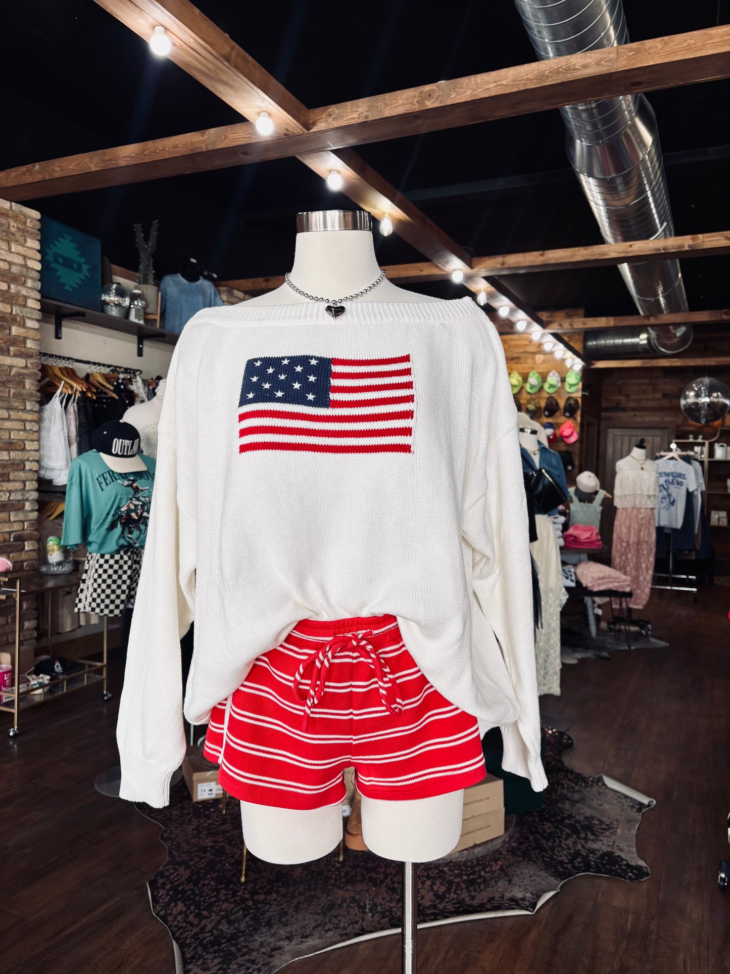 Miss America Off The Shoulder Sweater