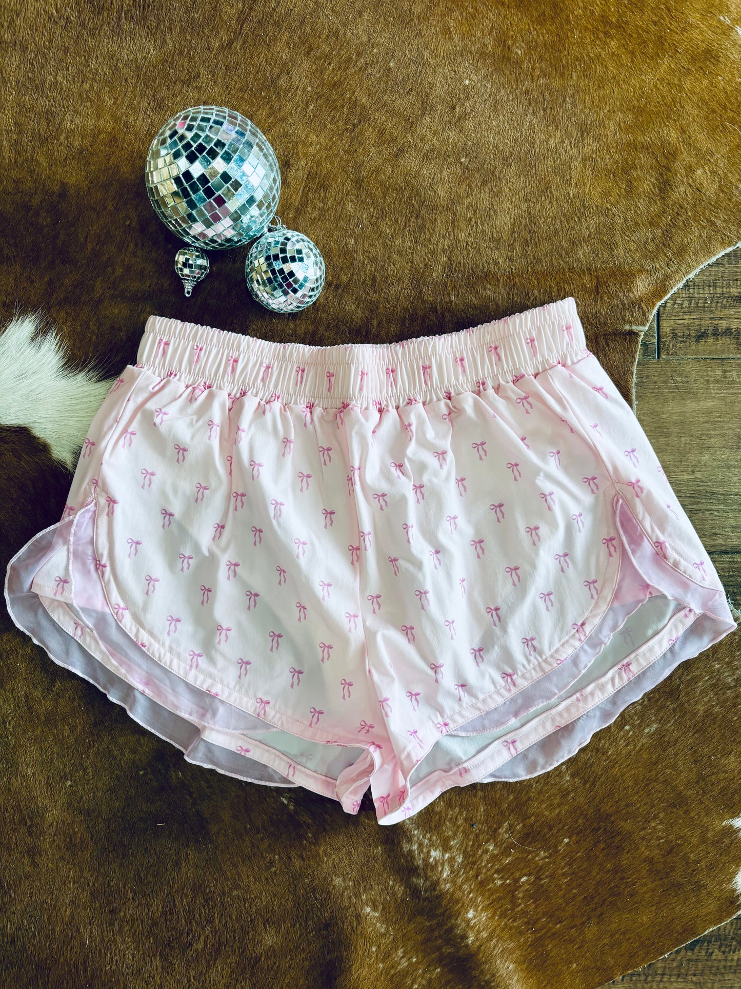 Bow Active Shorts w/ Ruffle Trim