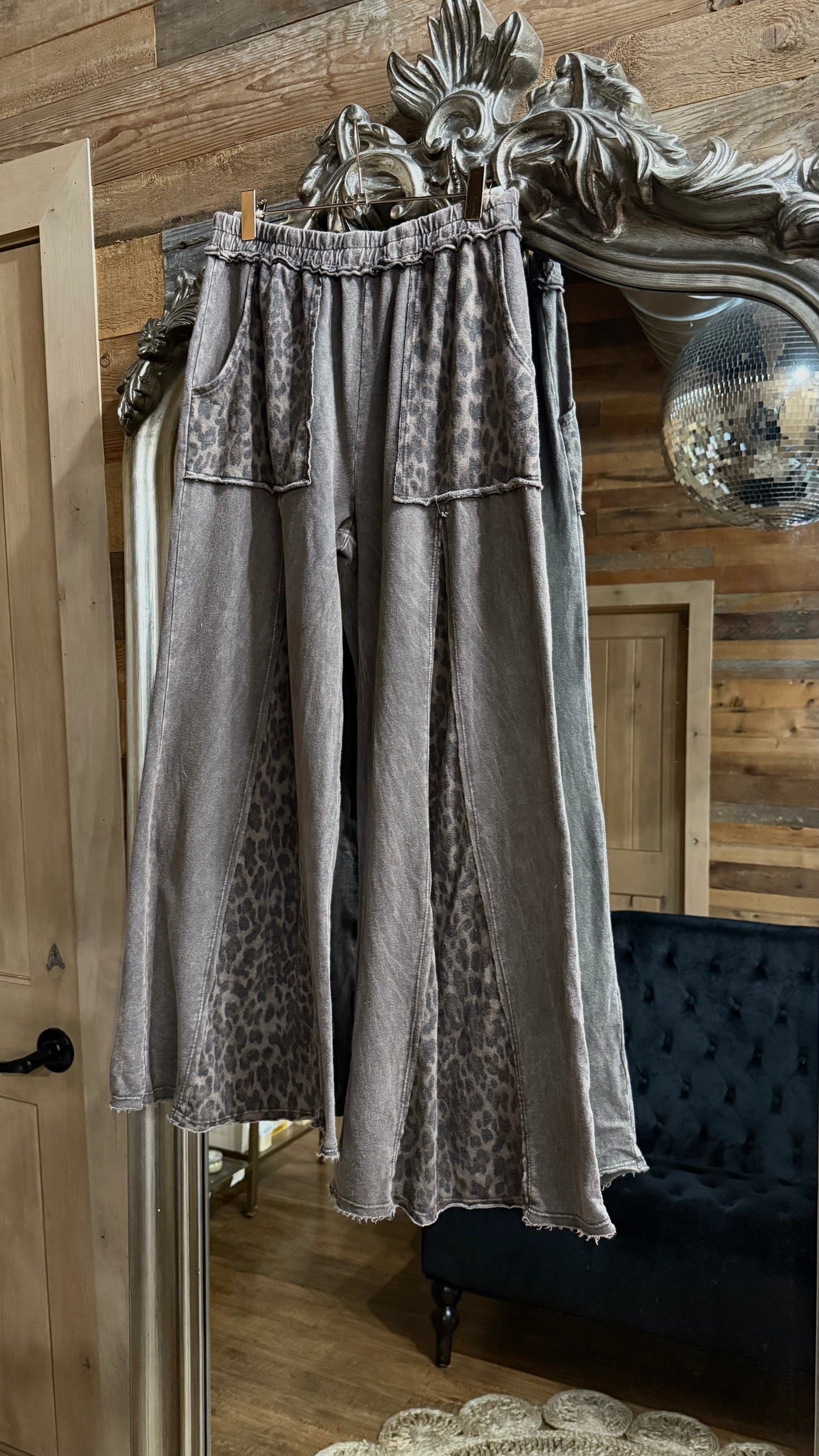 Mineral Wash Leopard Flare Pants