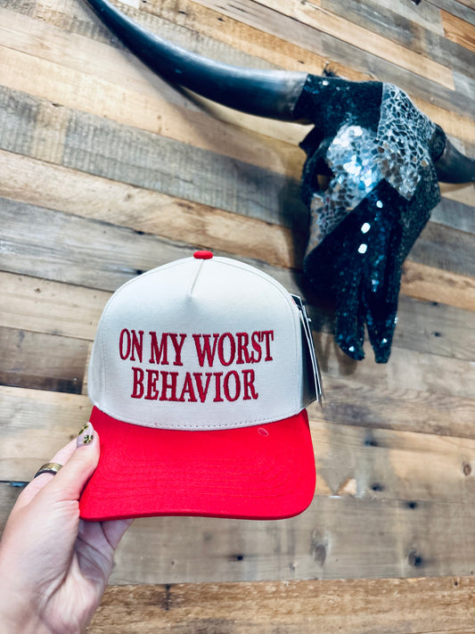 On My Worst Behavior Vintage Trucker