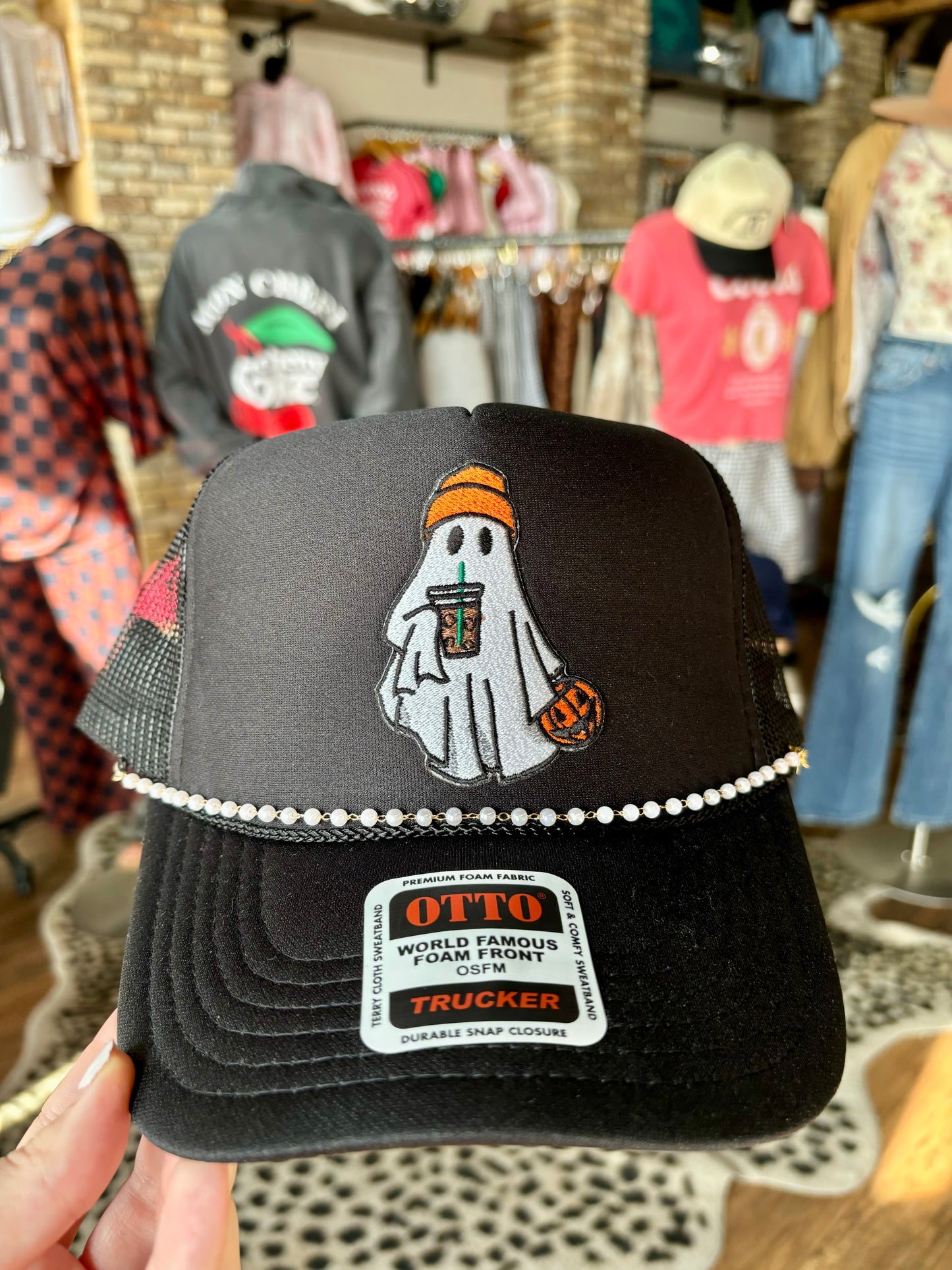 Spooky Ghost Coffee Trucker Hat
