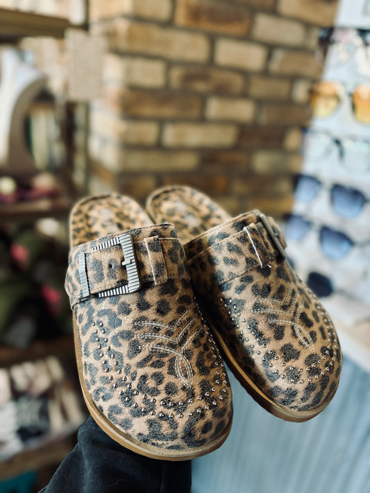 Leopard Studded Clogs