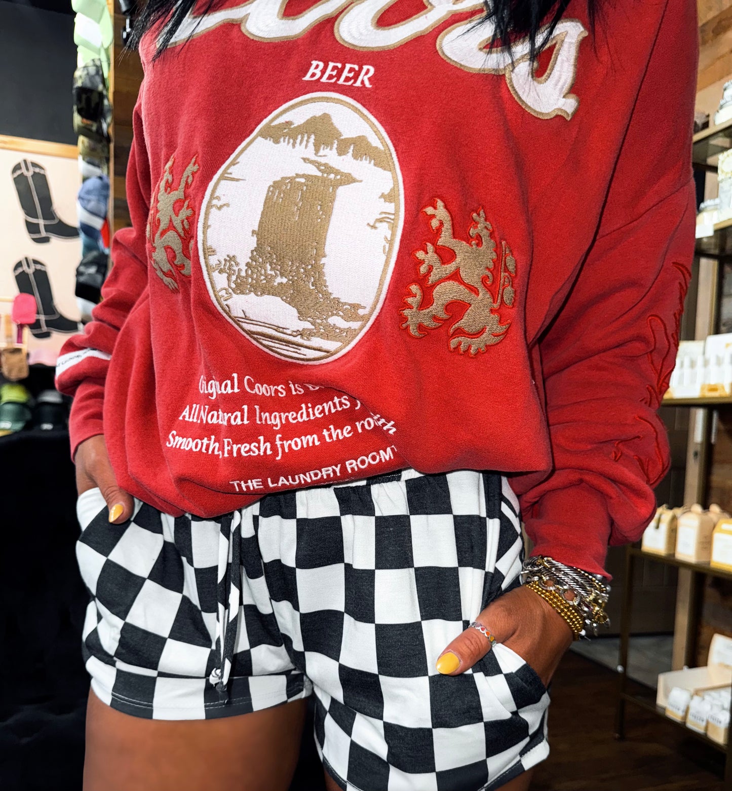 Checkered Drawstring Shorts
