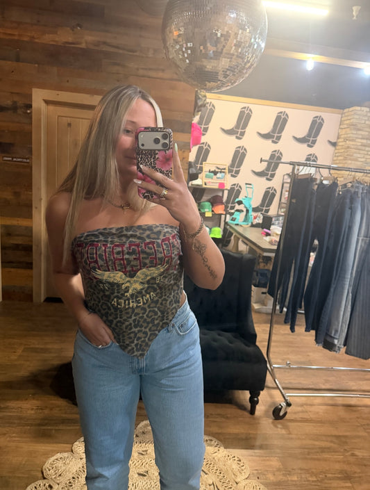 Leopard Freebird Bandana Tube Top