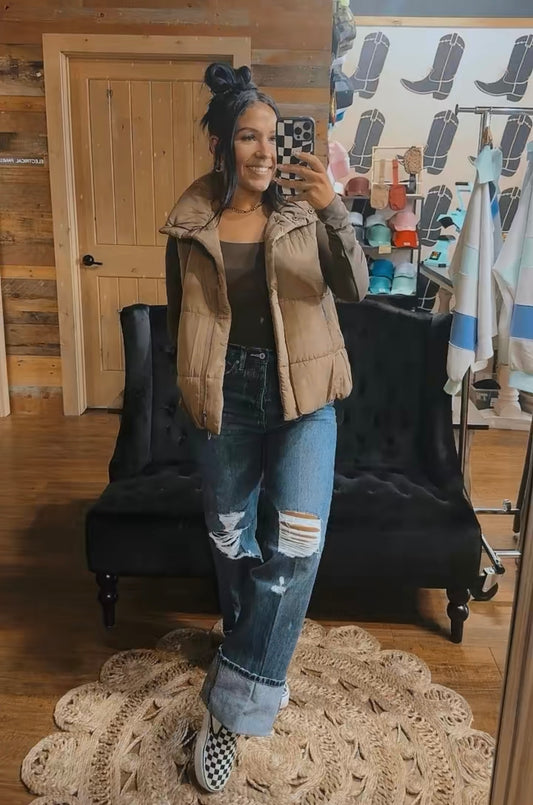 Cocoa Zip Puffer Vest