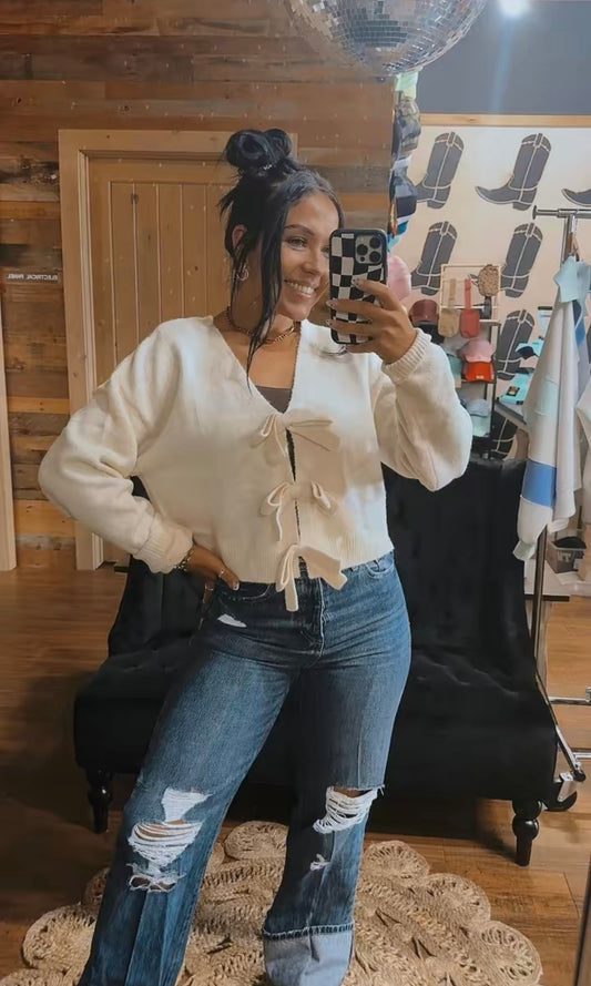 Ribbon Bow Knit Sweater
