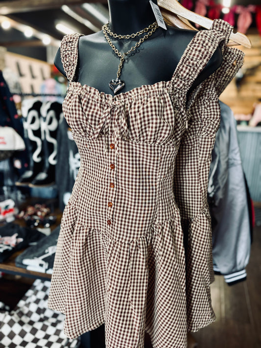 Juliette Brown Gingham Dress