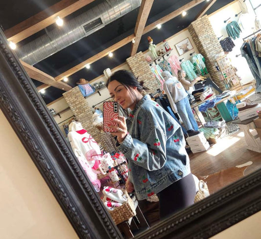 Cherry Embroidered Denim Jacket