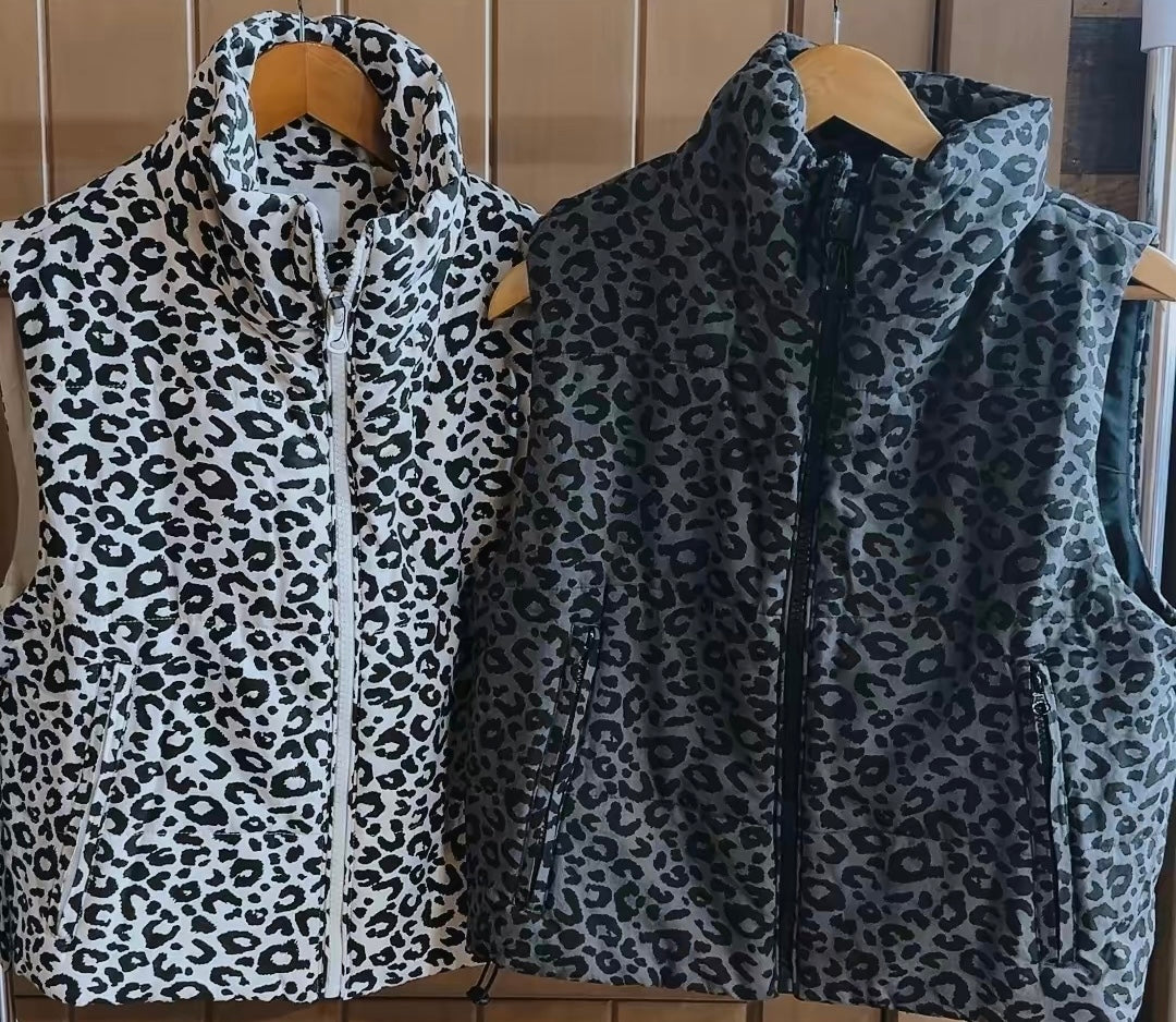 Leopard Puffer Vest
