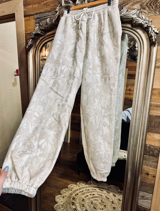 Natural White Woodland Camo Joggers