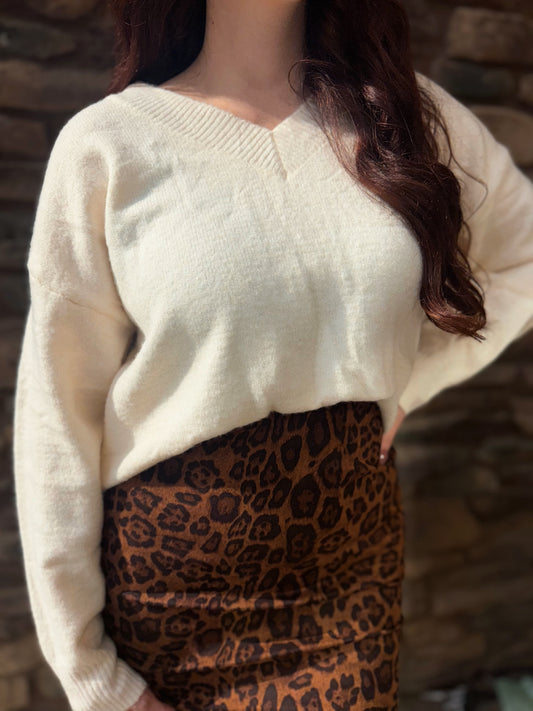 Knitted Cream Basics Sweater
