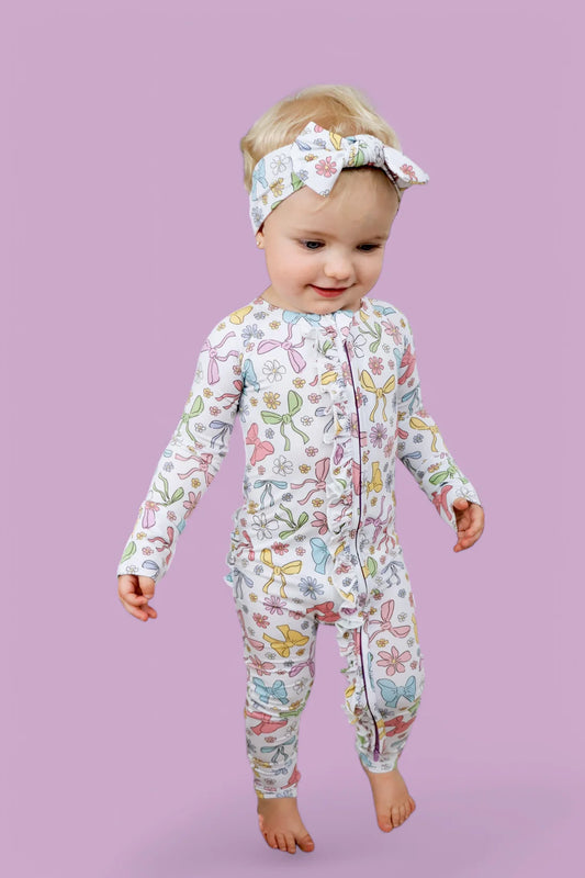 BOW GARDEN DREAM RUFFLE ROMPER