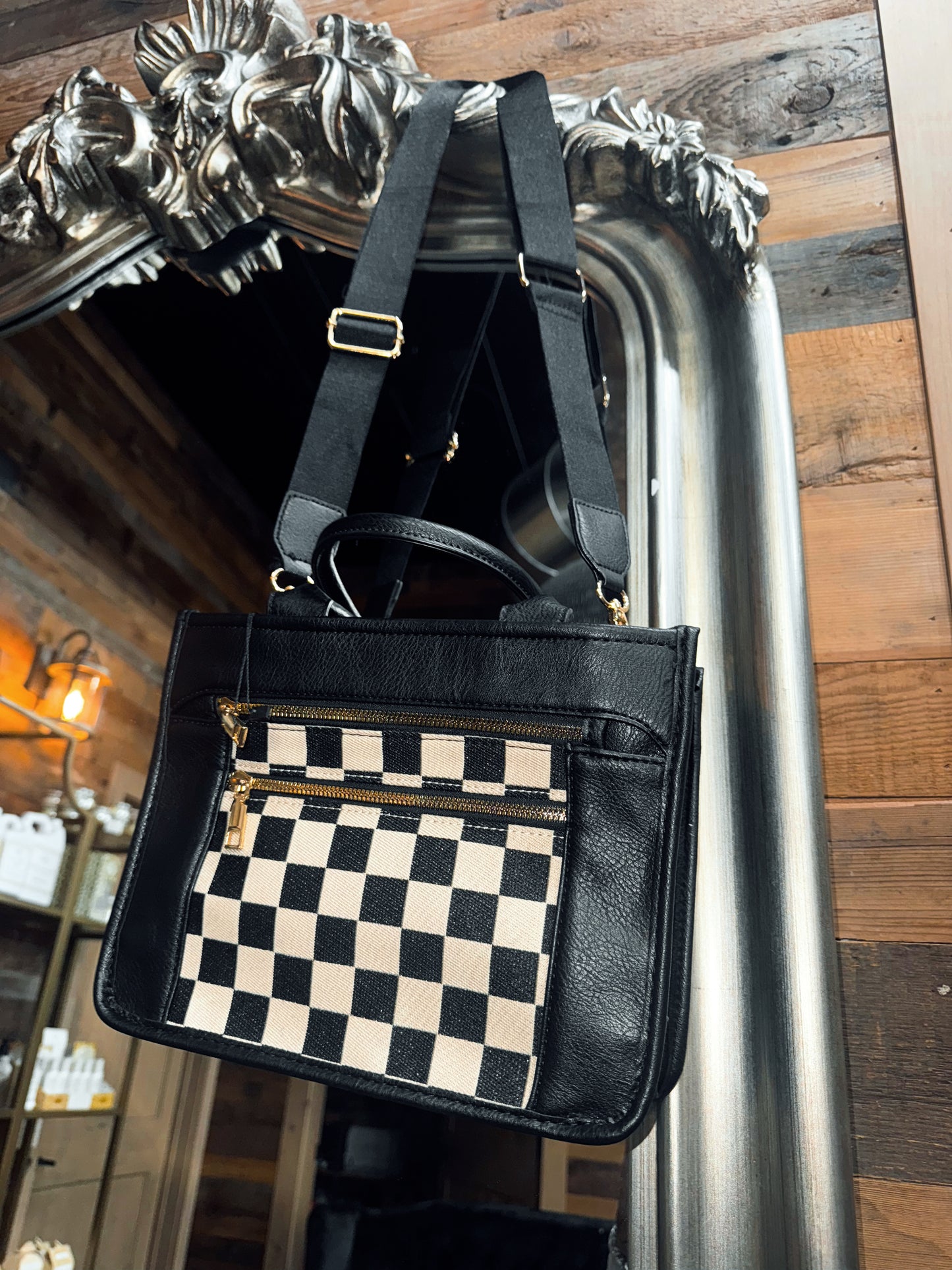 Checkered Media Tote