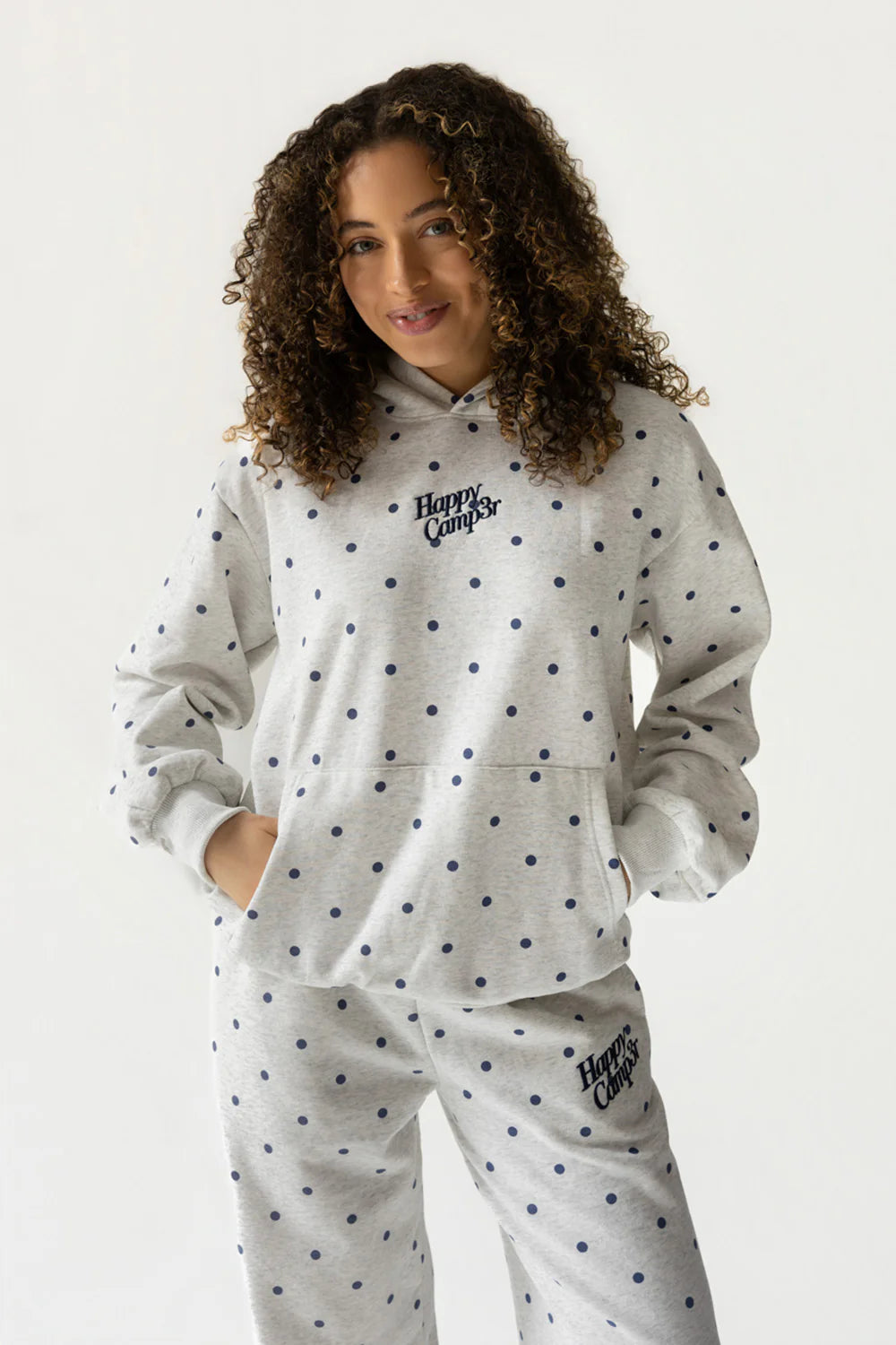 Happy Camp3r Gray Polka Dot Hoodie