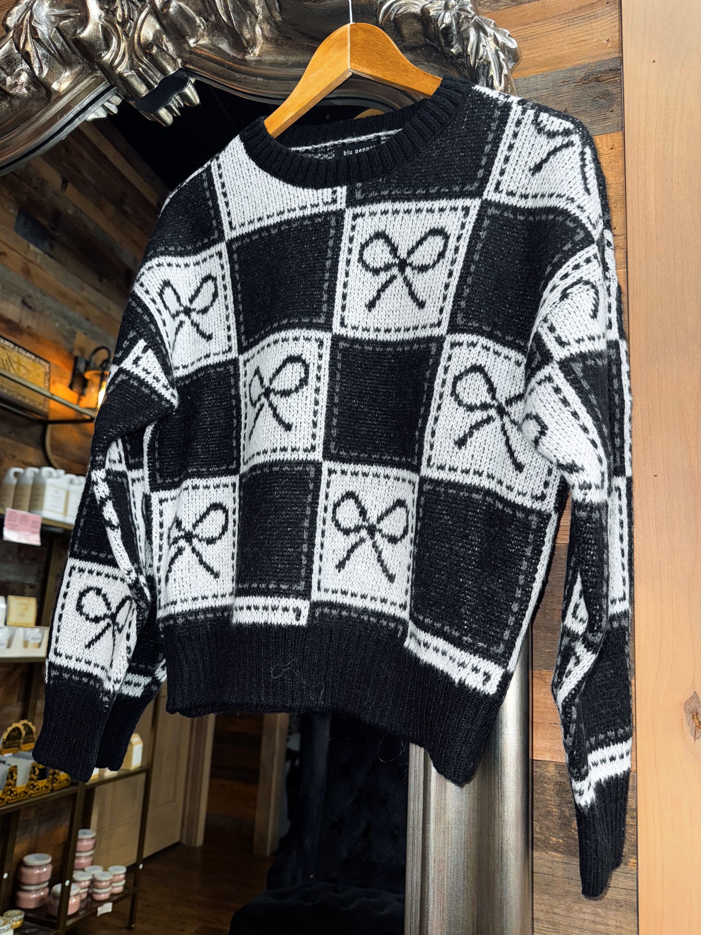 Check Bow Knit Sweater