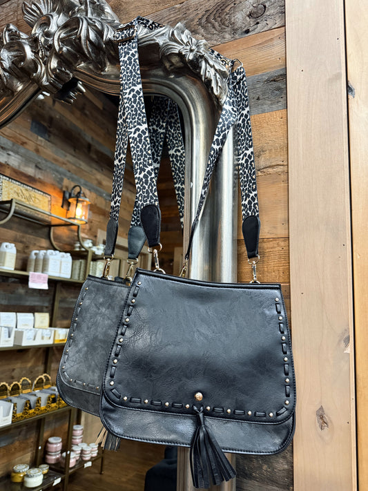 Leopard Strap Studded Crossbody