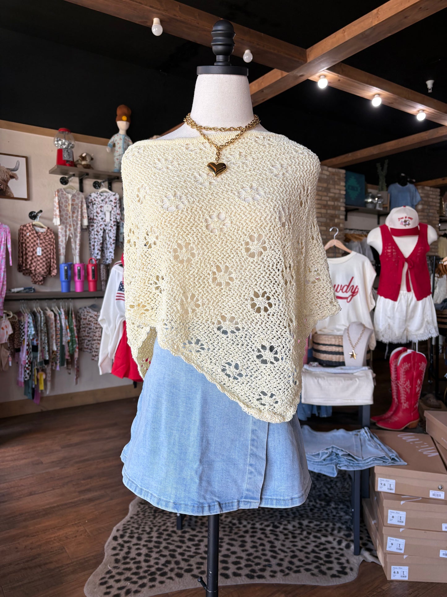 Sunflower Knit Poncho