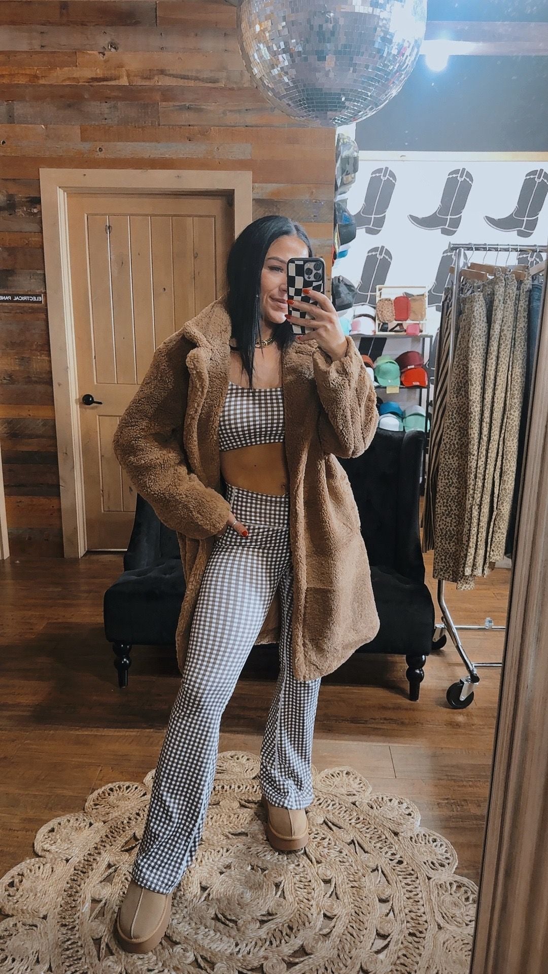 Chocolate Gingham Athletic Set