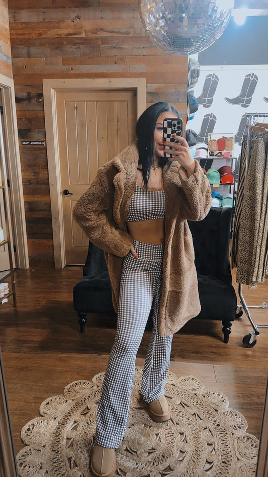 Chocolate Gingham Athletic Set