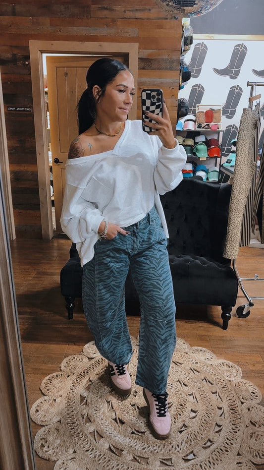 Blue Denim Zebra Barrels