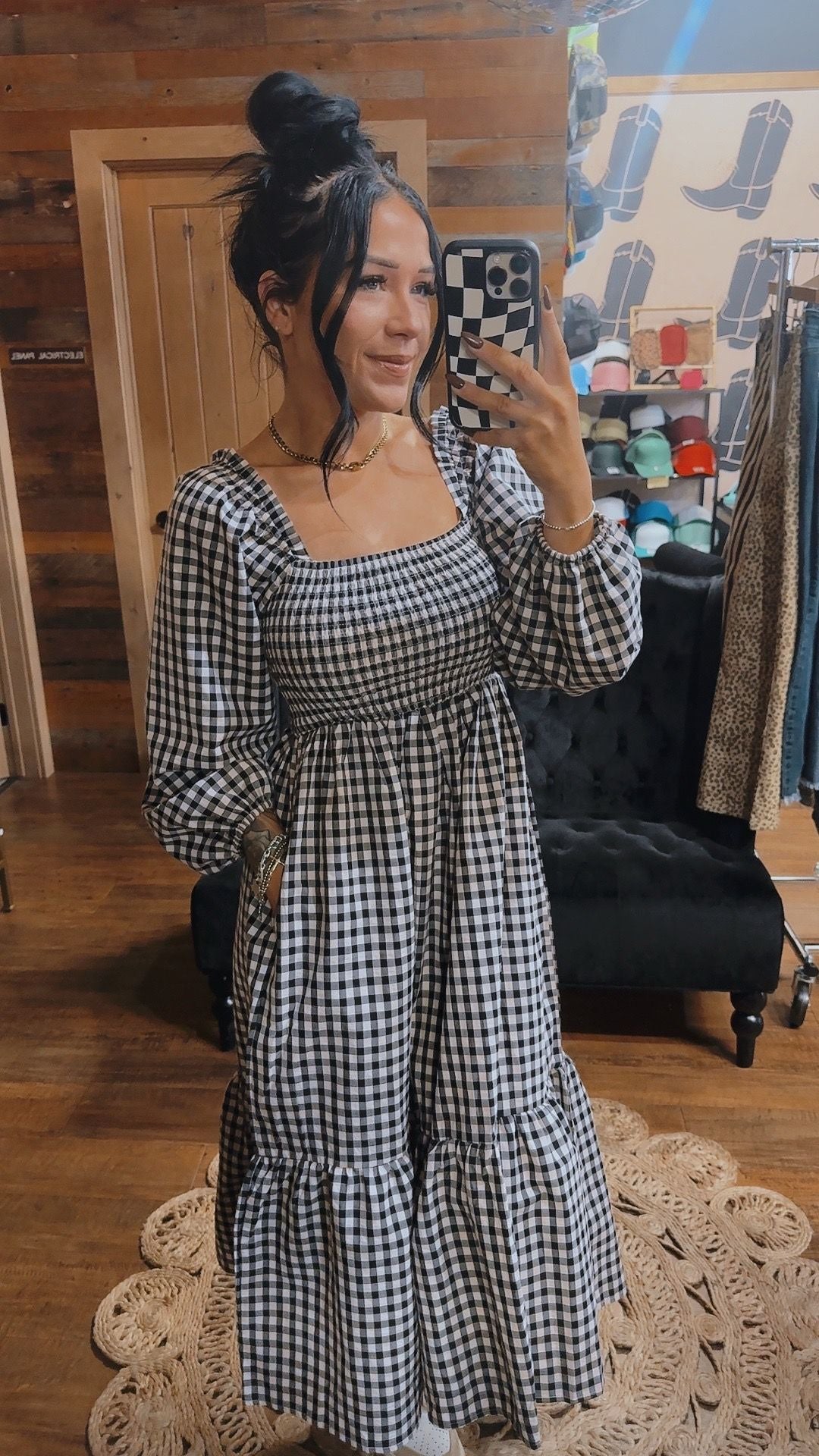 Gingham Long Sleeve Maxi
