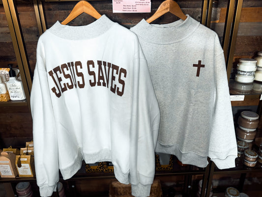 Jesus Saves Reversible Mock Neck