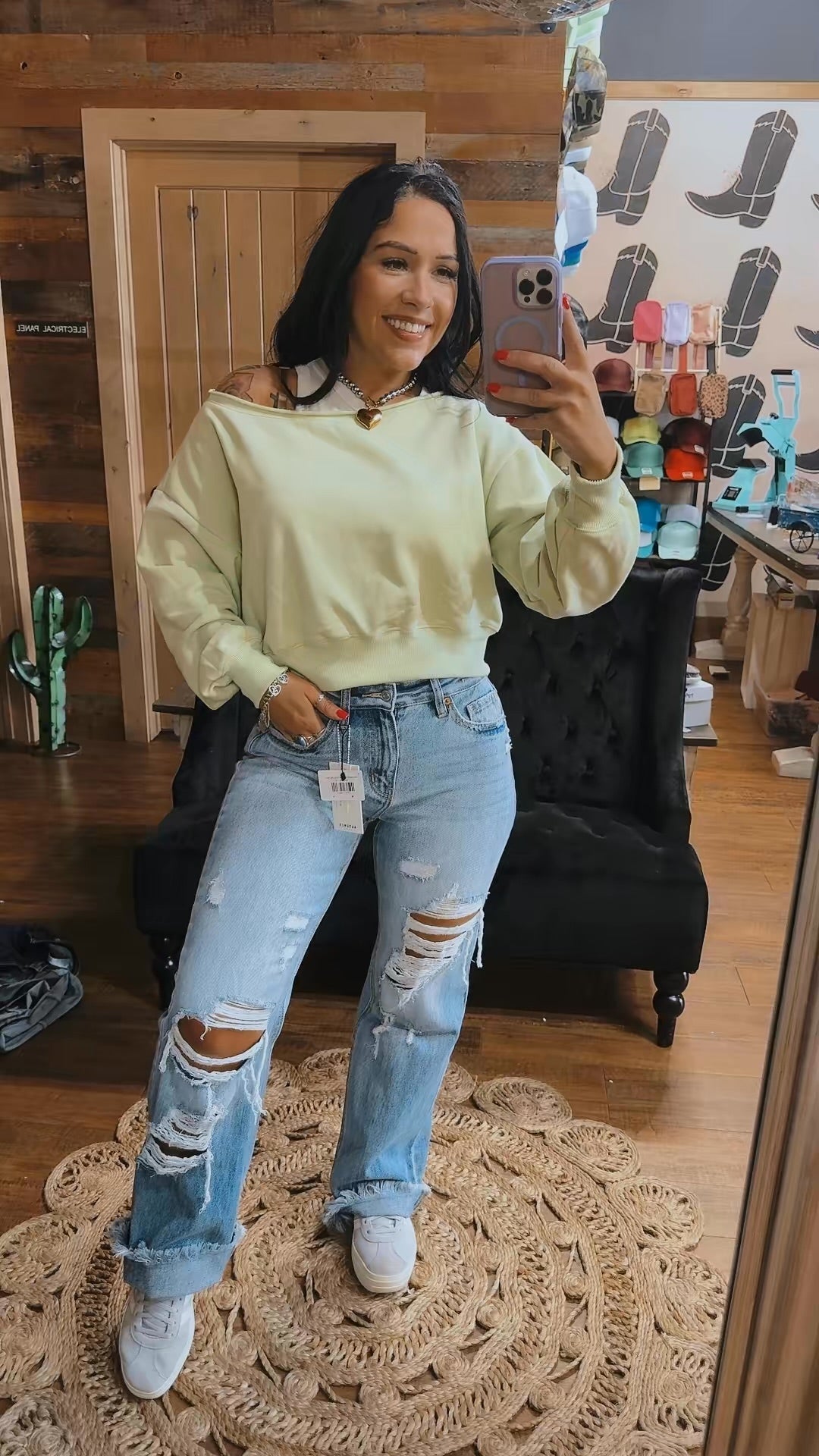 Lime Off The Shoulder Crop