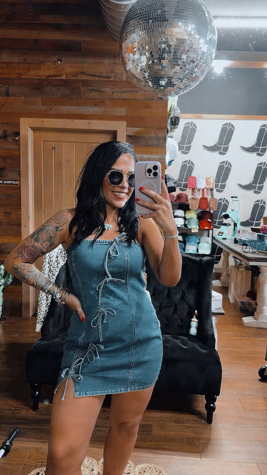Coquette Cowgirl Denim Dress
