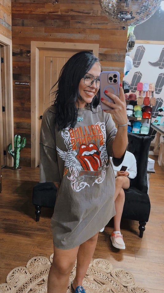 Rolling Stones Graphic Wash & Distress Dress