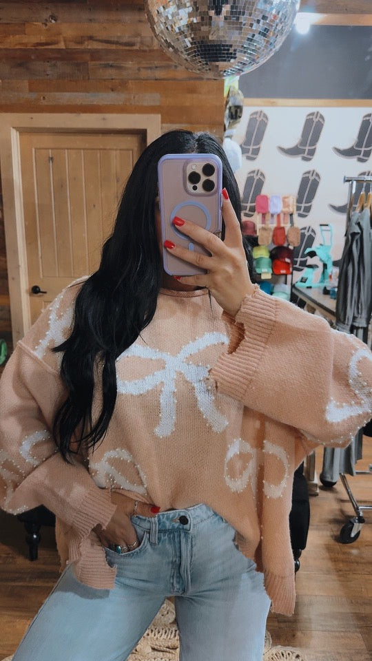 Pearl Bow Slouchy Knit