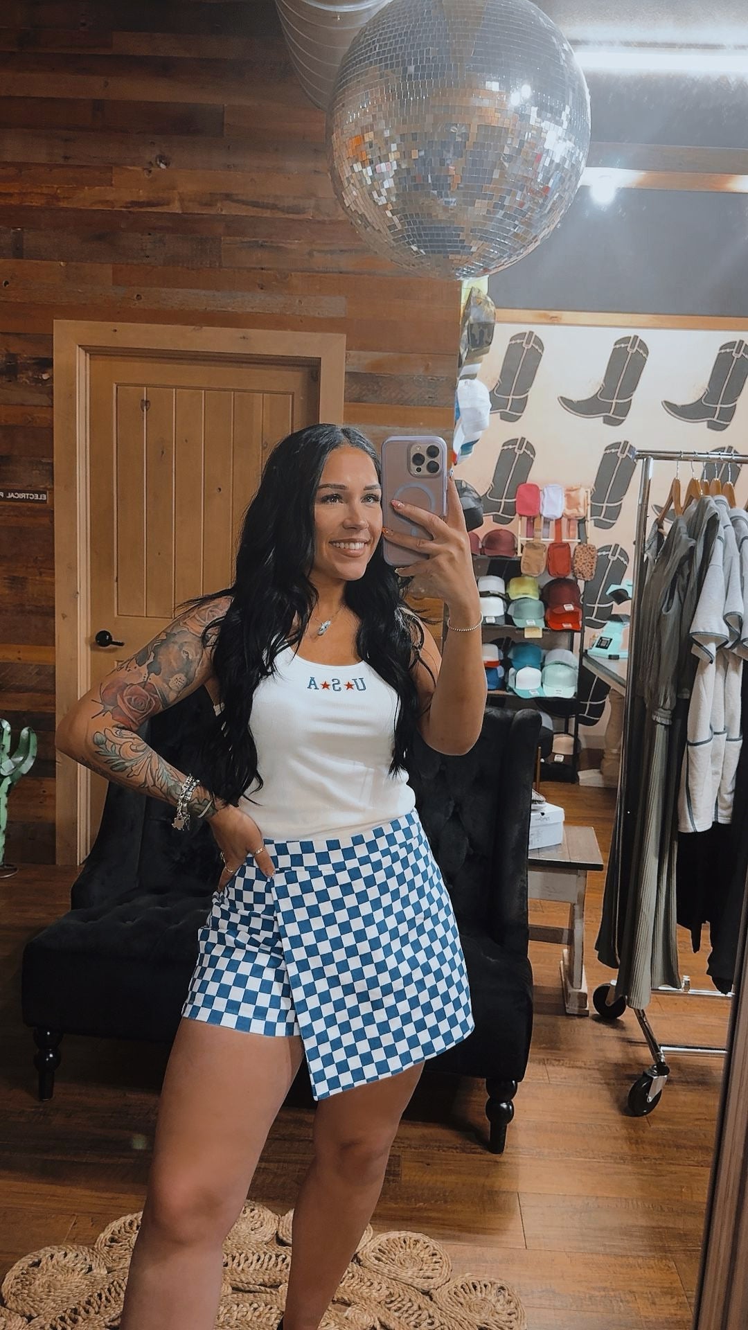 Checkered Overlay Skort