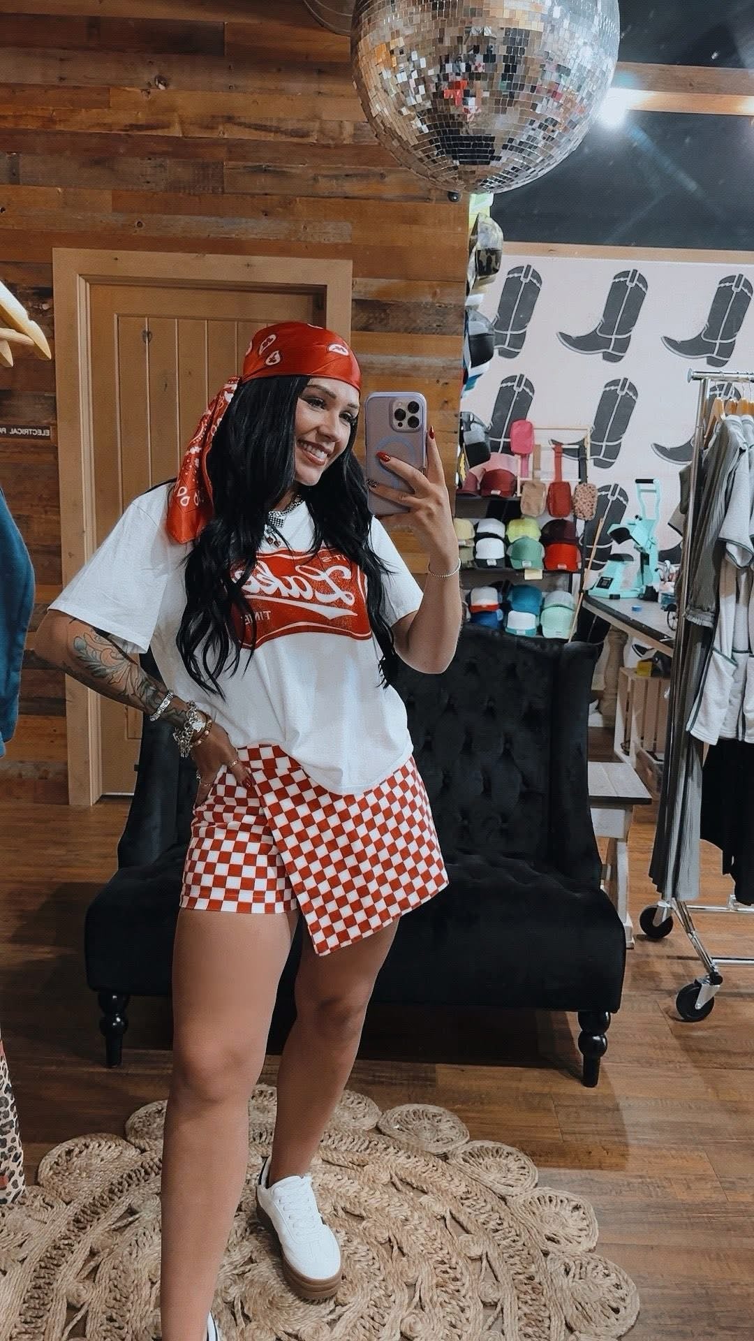 Checkered Overlay Skort