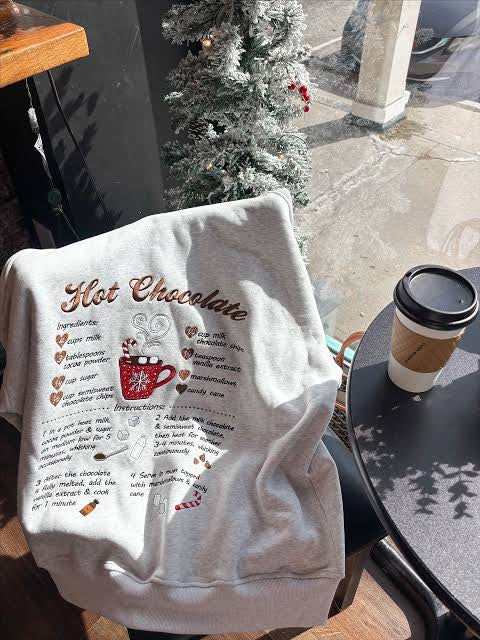 Hot Chocolate Recipe Embroidered Hoodie