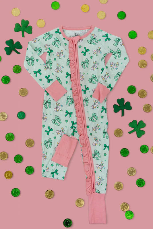 CLOVER BOWS DREAM RUFFLE ROMPER