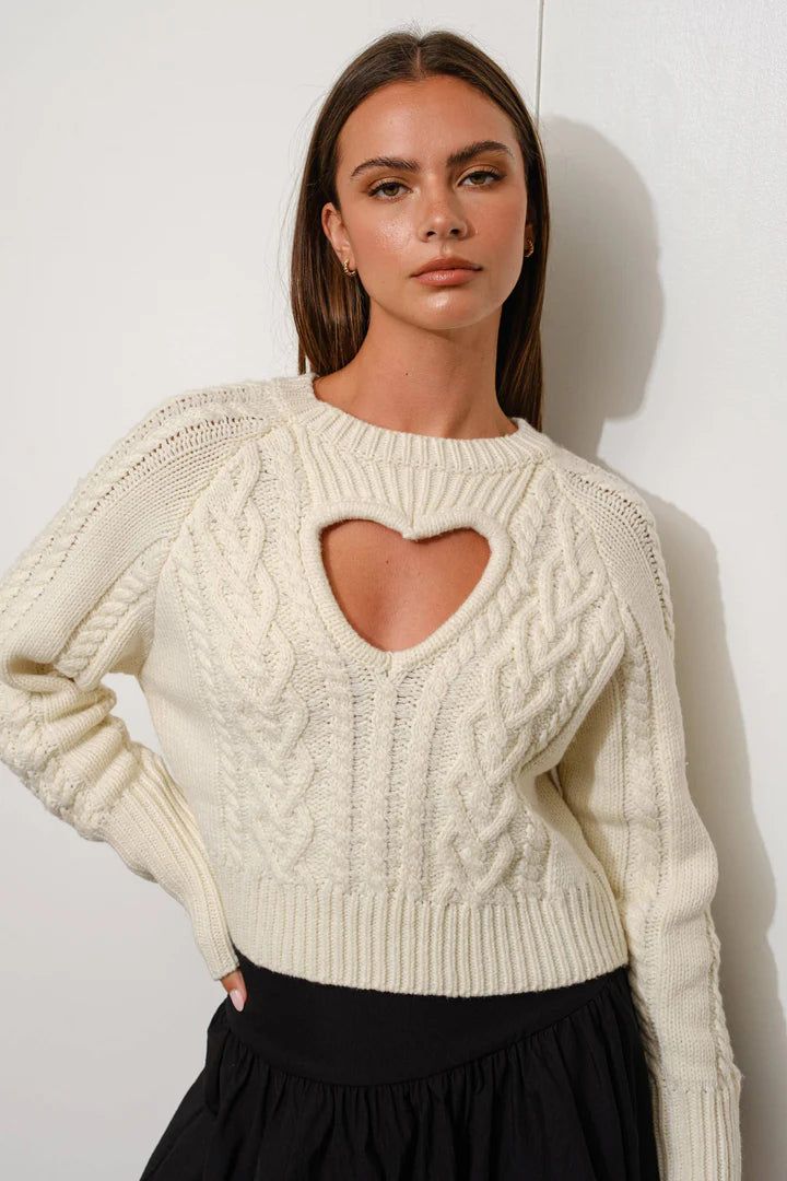 Knit Heart Cutout Sweater